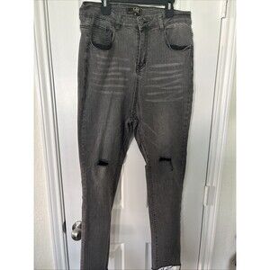 Lucky and Blessed Distressed Jeans Women’s Size 16 Black Straight Stretch